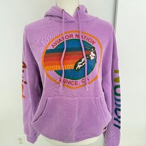 Aviator Nation Purple Hoodie Crewneck Sweatshirt Pullover Venice, CA  Surfing